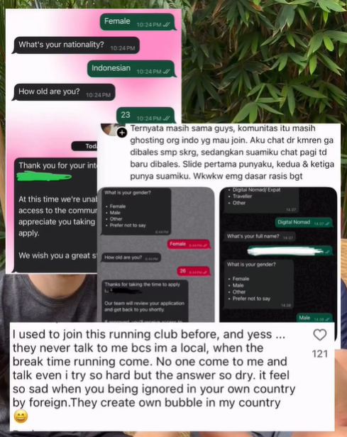 pesan whatsapp diskriminasi lari