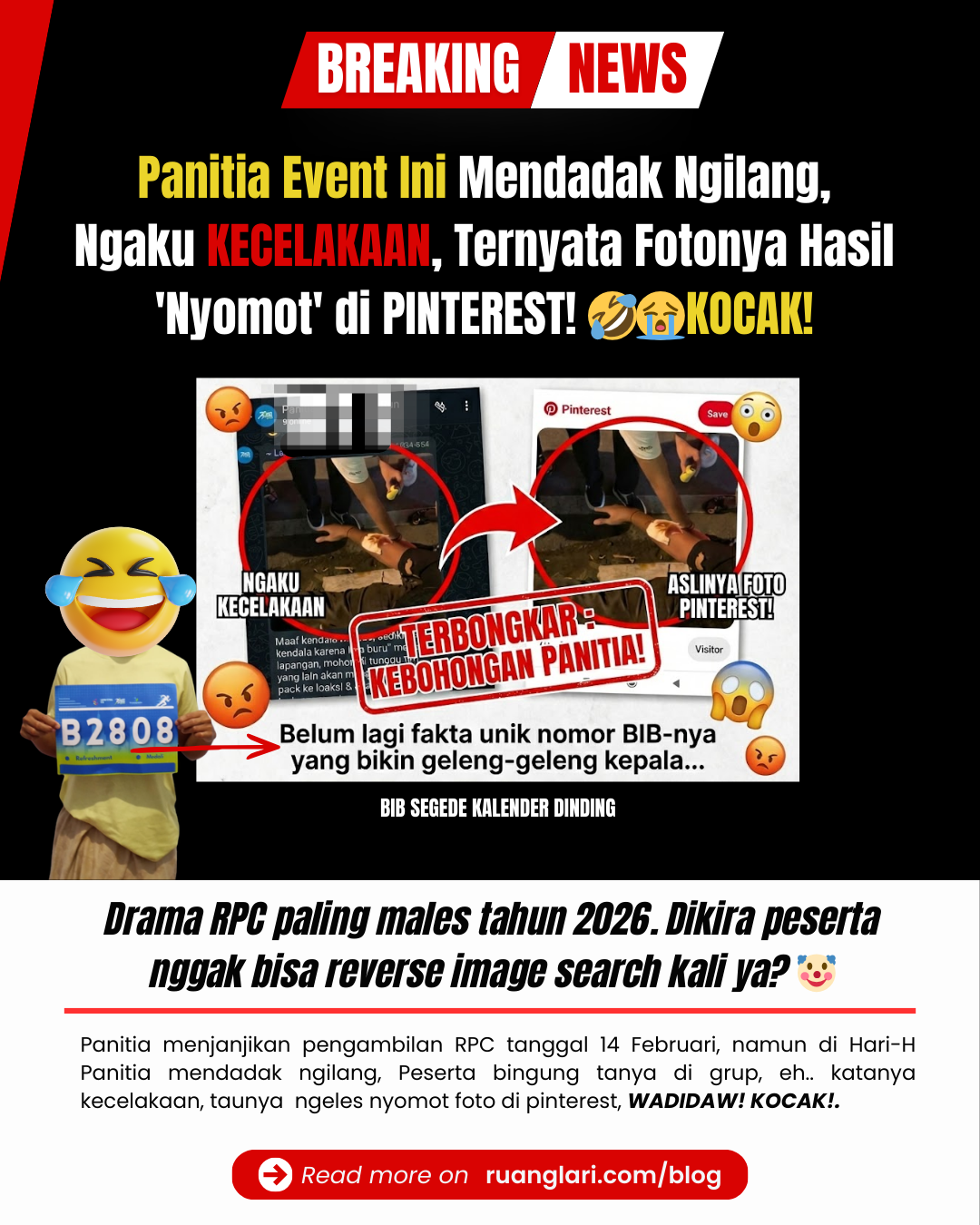 Viral! Drama 'L*w*ng Fun Run': Panitia Ghosting Saat RPC hingga Ketahuan Pakai Foto Kecelakaan dari Pinterest