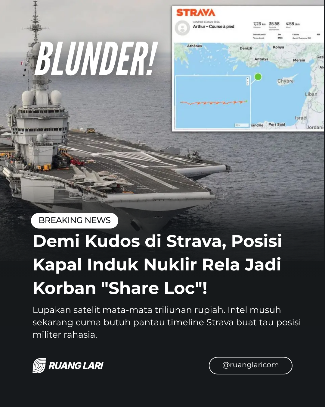 Strava Diduga Bocorkan Lokasi Kapal Induk Prancis