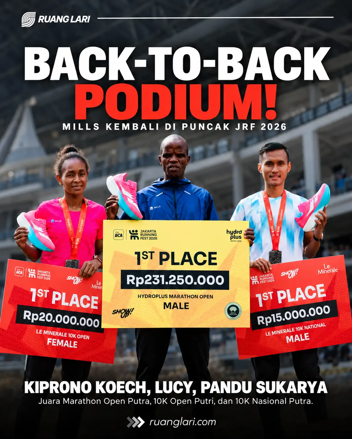 MILLS di JRF 2026: Koech, Lucy, dan Pandu Raih Tiga Gelar